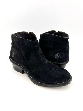 FLY London Suede Leather Ankle Boots Dari Anthracite Black Shimmer size 8.5